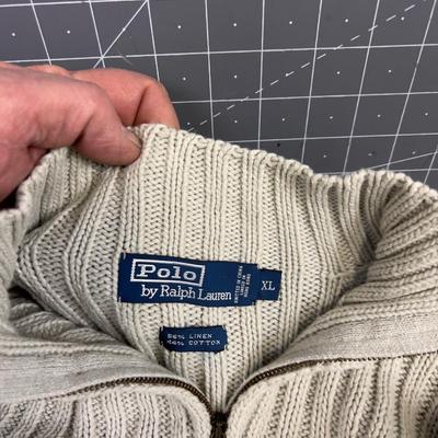 2- 1/4 Zip Polo Ralph Lauren Linen/Cotton Sweaters XL  