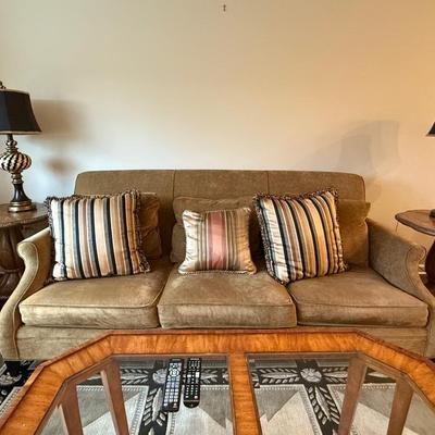 Gorgeous like new Mitchell Gold and Bob Williams sofa with matching ottoman