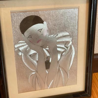 Vintage PIERROT clown foil art