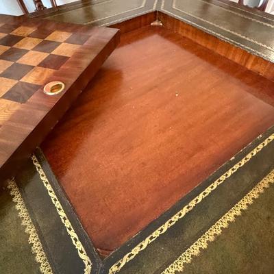 Most amazing Scarborough Maitland Smith game table with four chairs