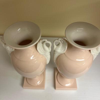 Updated: Pair of Lenox Swan Handled Vases (BS-MG)