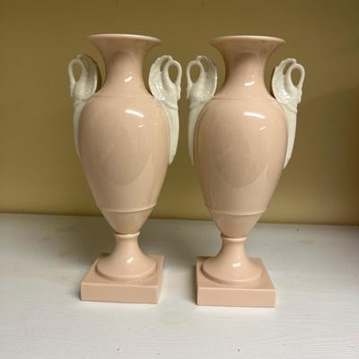 Updated: Pair of Lenox Swan Handled Vases (BS-MG)