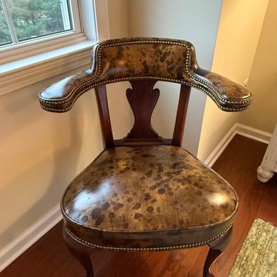 Beautiful accent chair with leather and nailheads