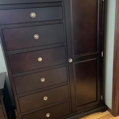 Dark wood Tall boy dresser