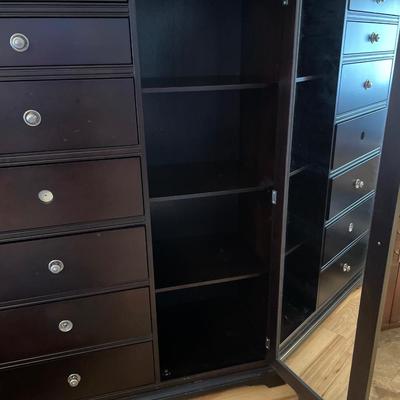Dark wood Tall boy dresser