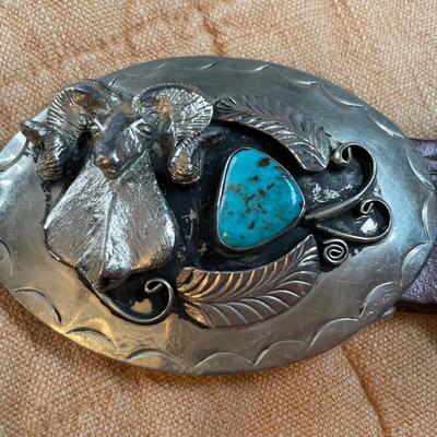 Turquoise and possible sterling belt buckle