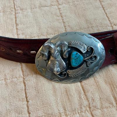Turquoise and possible sterling belt buckle