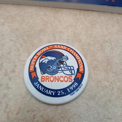 Bronco's Football collectibles - Chip and dip bowl, magazines, and Coffee mugs with a bag