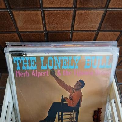Short crate with remainder of LP Albums (1) 30+ records!