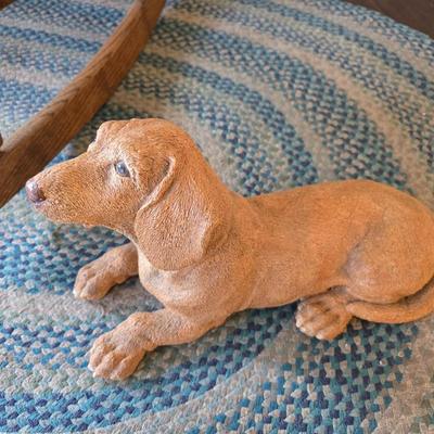 Beautiful Antique Rocking chair, rug, dog statue