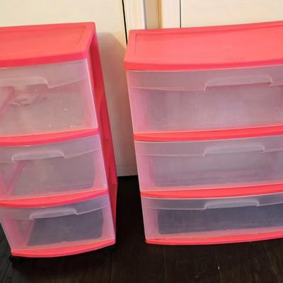 Lot of 2 pink storage containers