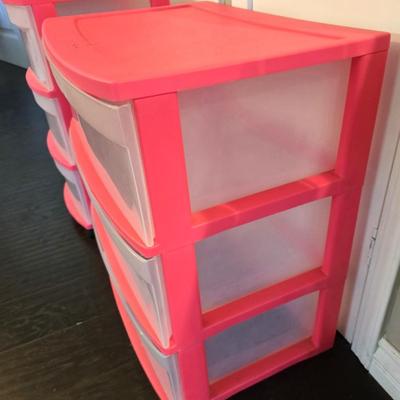 Lot of 2 pink storage containers