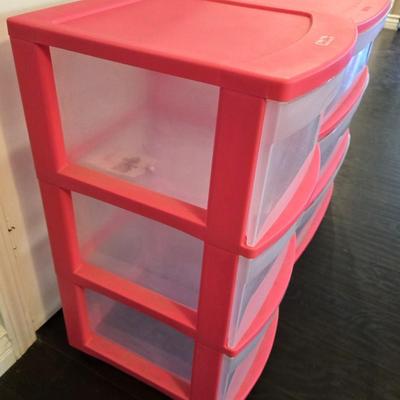 Lot of 2 pink storage containers