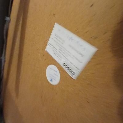 short and narrow Folding table with garbage can