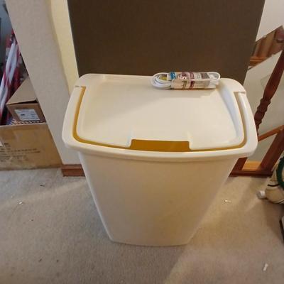 short and narrow Folding table with garbage can