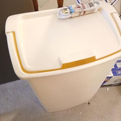short and narrow Folding table with garbage can