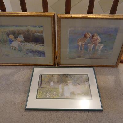 Three framed wall art Kids in nature