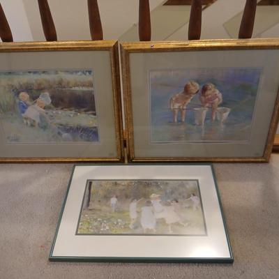 Three framed wall art Kids in nature
