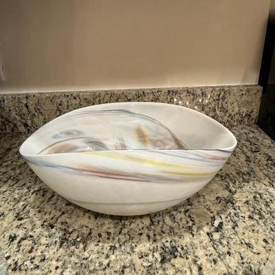 Pretty blown glass asymmetrical bowl