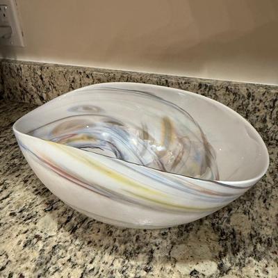 Pretty blown glass asymmetrical bowl