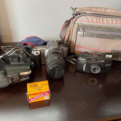 2 Minolta and 1 Canon cameras and bag