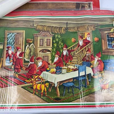 717 Vintage Swedish Merry Christmas Melamine Tray & Linen Lot
