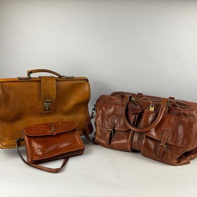 719 Vintage The Bridge Duffle Bag, Gold Pfeil File Case & The Bridge Lady's Handbag Lot