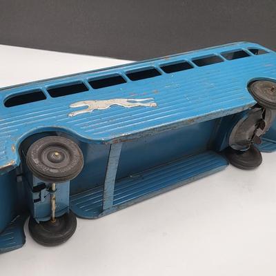 Vintage Keystone Toys Blue Metal Greyhound Bus 1940's