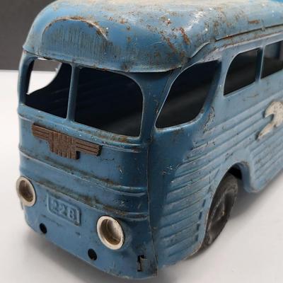 Vintage Keystone Toys Blue Metal Greyhound Bus 1940's