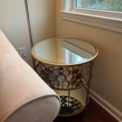 Modern mirrored round side table