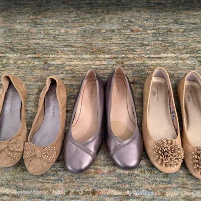 Three pairs of beautiful like new flats, size ten woman