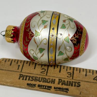 Vintage Glass Christmas Tree Ornaments Green & Gold, Red & Gold