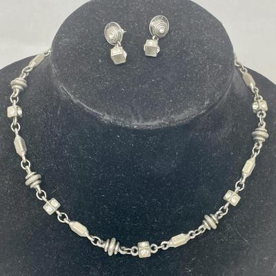 MYCA Designs Silvertone Necklace with Matching Earrings