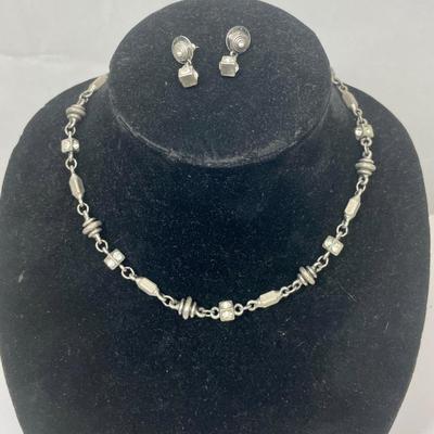 MYCA Designs Silvertone Necklace with Matching Earrings