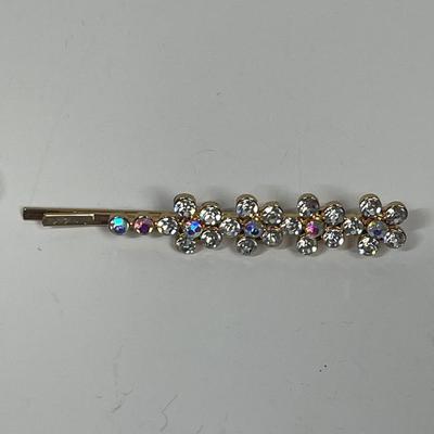 Light Pink Flower Brooch Pin and bedazzled hair pin