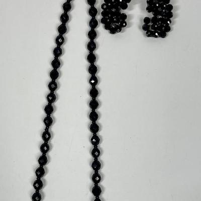 Vintage Black Necklace and Matching Earrings