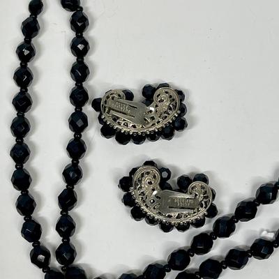Vintage Black Necklace and Matching Earrings