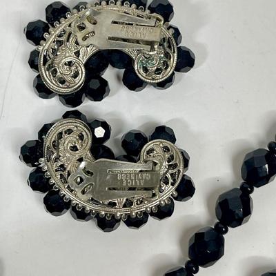 Vintage Black Necklace and Matching Earrings