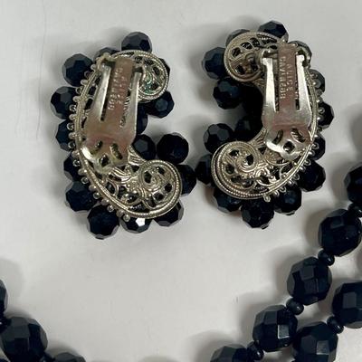 Vintage Black Necklace and Matching Earrings