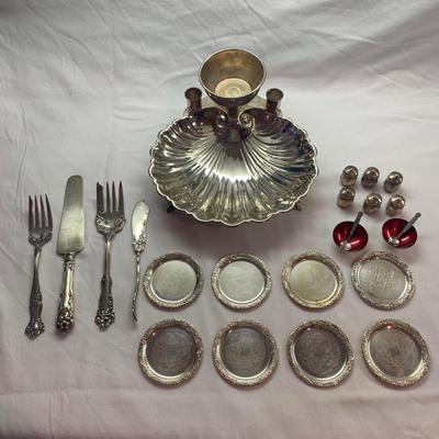 Clamshell Shrimp Server plus Sterling Salt & Pepper Shakers and More (K-HS)