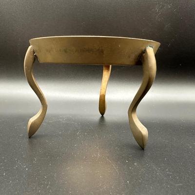 Vintage Brass Egg Container On Tripod