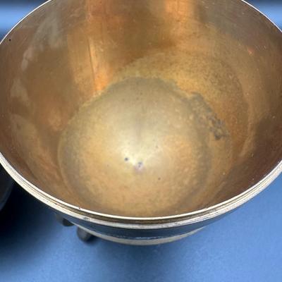 Vintage Brass Egg Container On Tripod