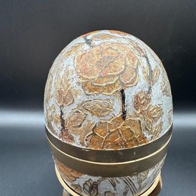 Vintage Brass Egg Container On Tripod