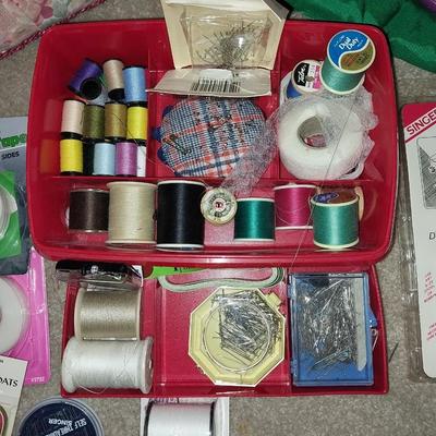Sewing Stool with sewing box and Supplies