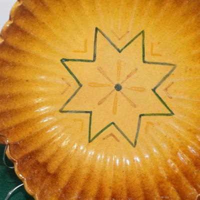 ANTIQUE ROCK POTTERY 9 1/2" BOWL 1890-1900 HAND DECORATED W/STAR