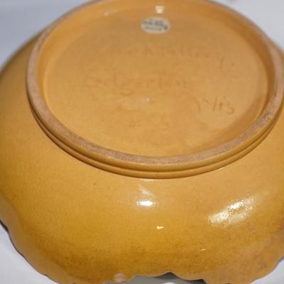 ANTIQUE ROCK POTTERY 9 1/2" BOWL 1890-1900 HAND DECORATED W/STAR
