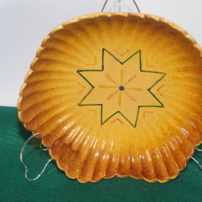 ANTIQUE ROCK POTTERY 9 1/2" BOWL 1890-1900 HAND DECORATED W/STAR