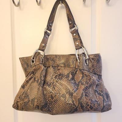 B. Makowski Snakeskin Leather Handbag