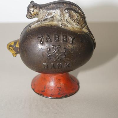 1880's MECHANICAL ANERICANA TOY BANK "TABBY BANK"