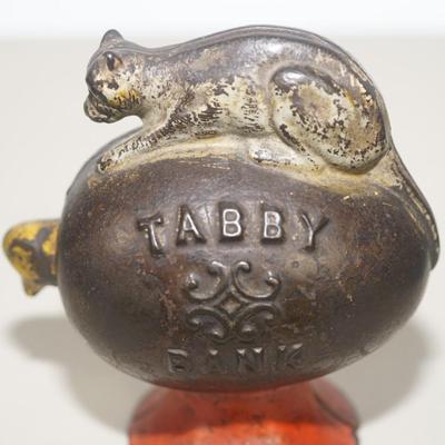 1880's MECHANICAL ANERICANA TOY BANK "TABBY BANK"